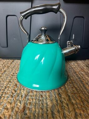 Teal Stainless Steel Whistling Tea Kettle - Stylish Stovetop Kettle